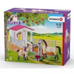 Horse Stall with Horses and Groom - Schleich 42369